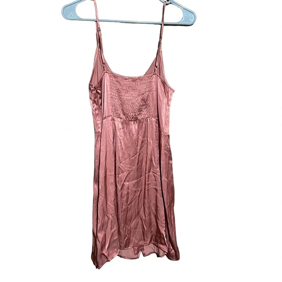 NWT Abercrombie & Fitch Pink Satin Silky Button Front Mini Slip Dress Size Small - Picture 4 of 6